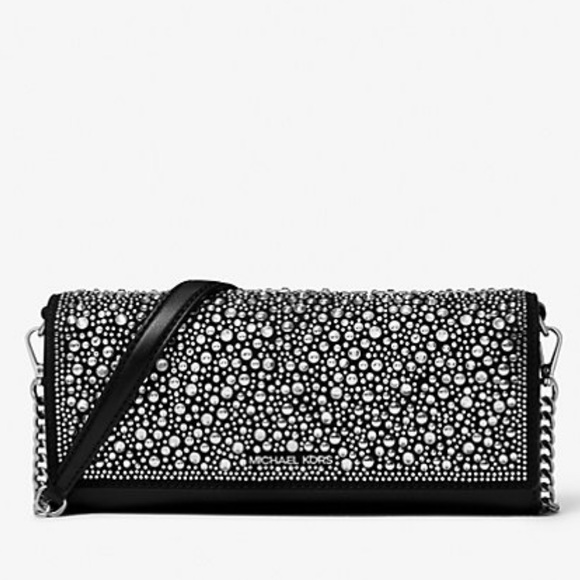 MICHAEL KORS Jet Set Medium Embellished Metallic Leather Clutch Crossbody
Black - Picture 2 of 16